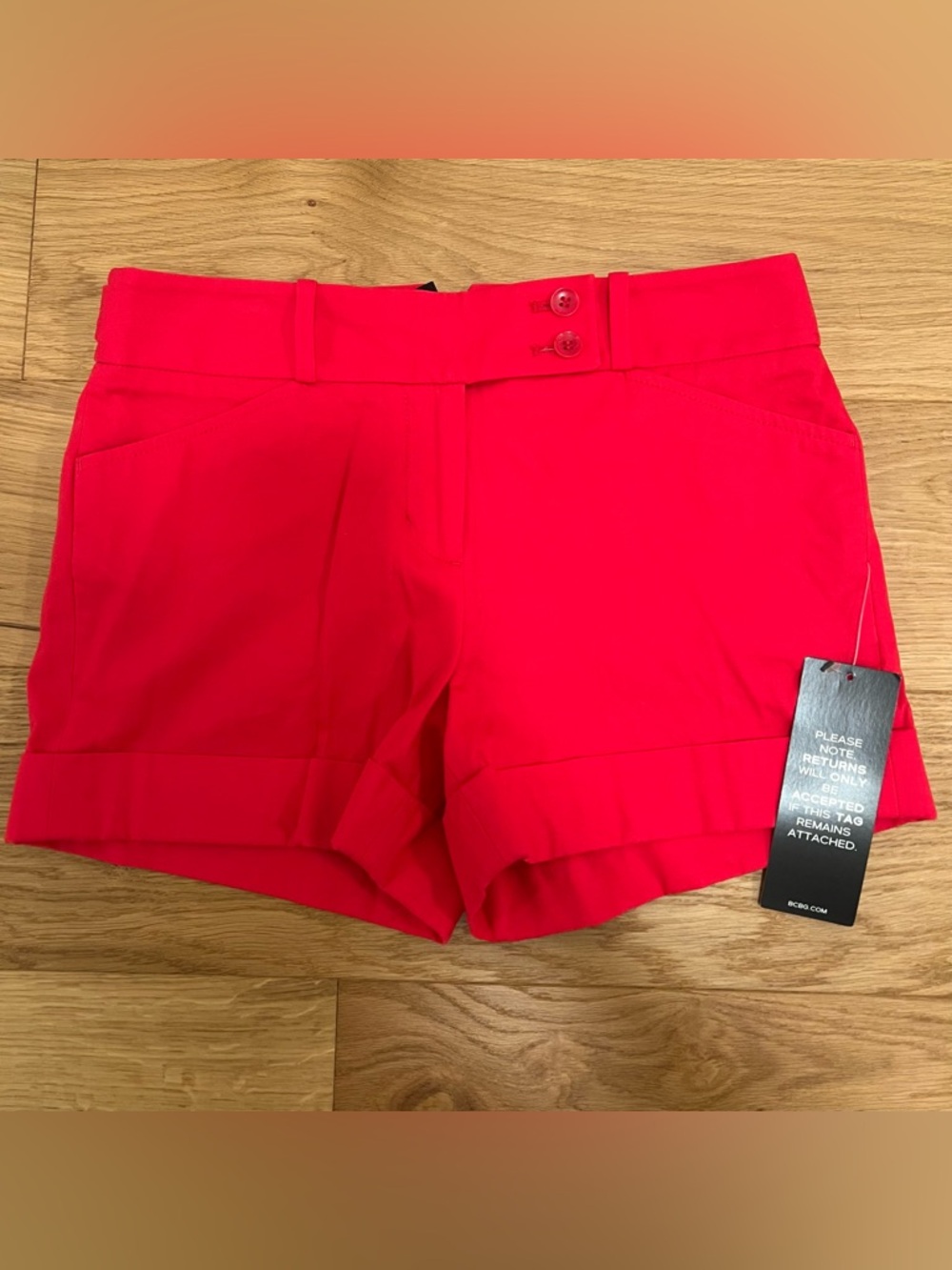 BCBGMaxAzria Red Cuffed High-Rise Women's Shorts